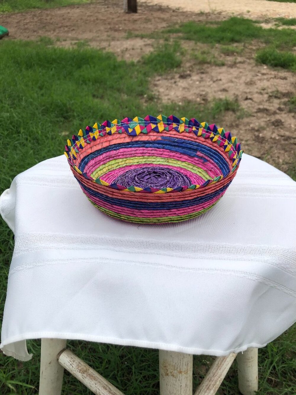 Vibrant Mexican Palm Straw Tortilla Basket